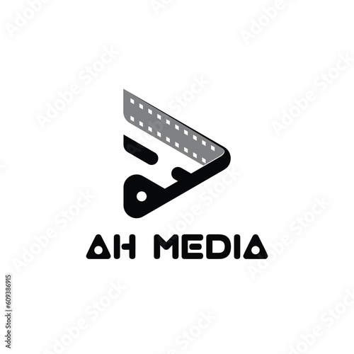 Vector graphic of logo initials ah with a combination of black and white media elements. flat and simple design style. suitable for media service rental logos, media companies. logo template vector