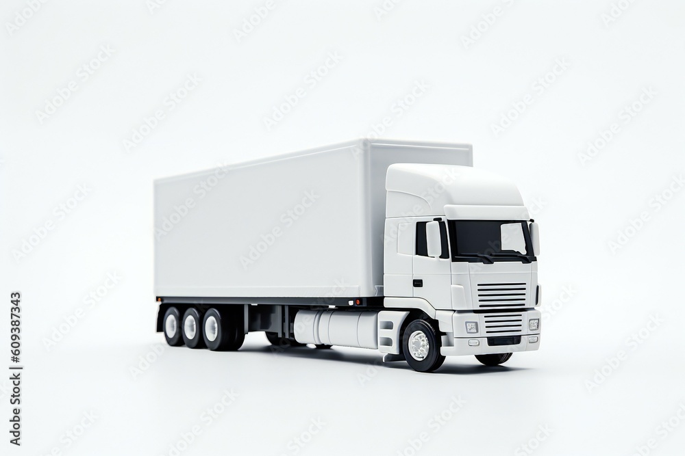White track lorry van isolated on the white background. Generative AI