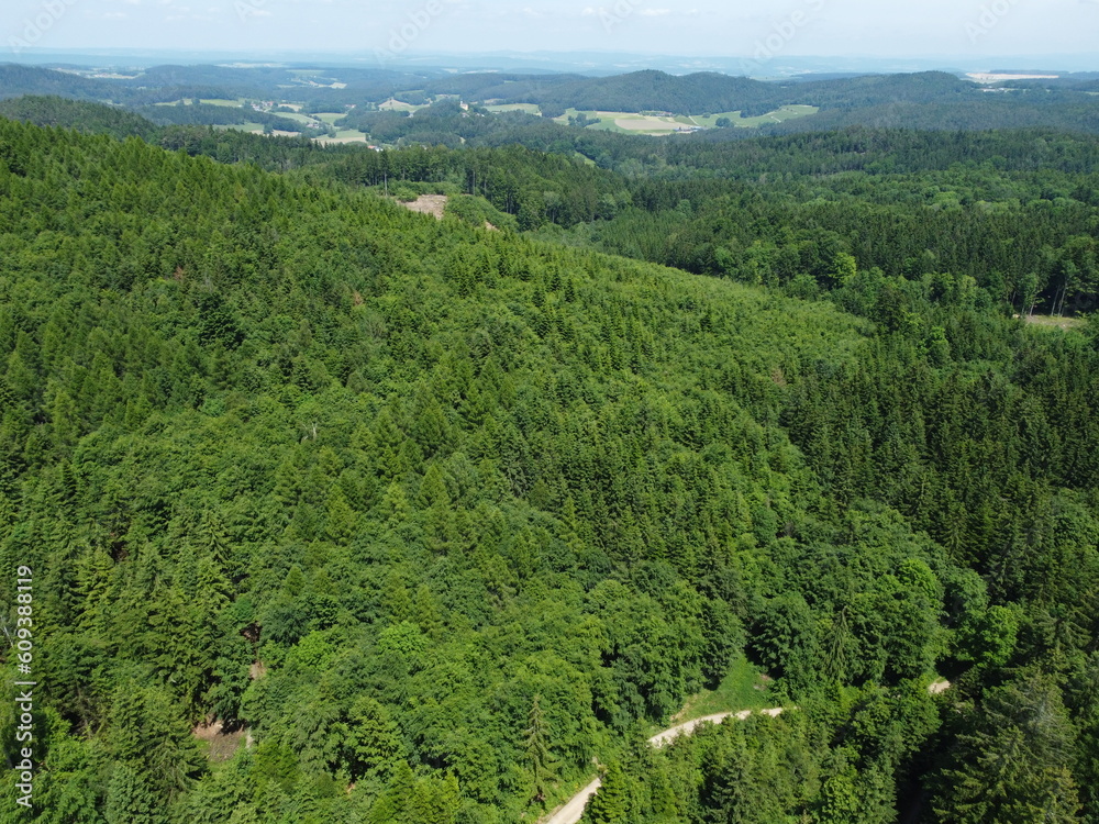 Aerial view of the Bavarian Forest near Falkenstein, Germany Aerial view of the Bavarian Forest near Falkenstein, Germany