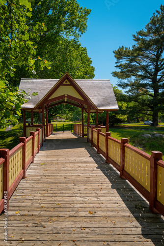 Gazebo in the garden at Roger Williams Park in Providence, Rhode Island, close-up