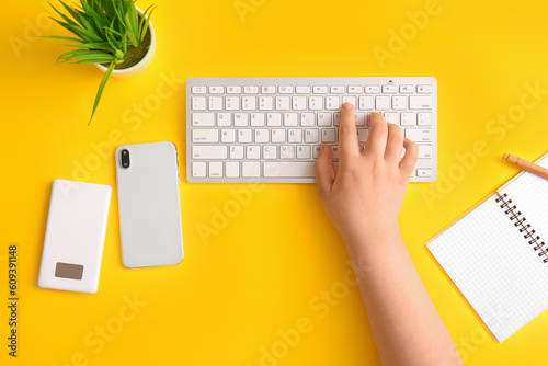 Female programmer using com...