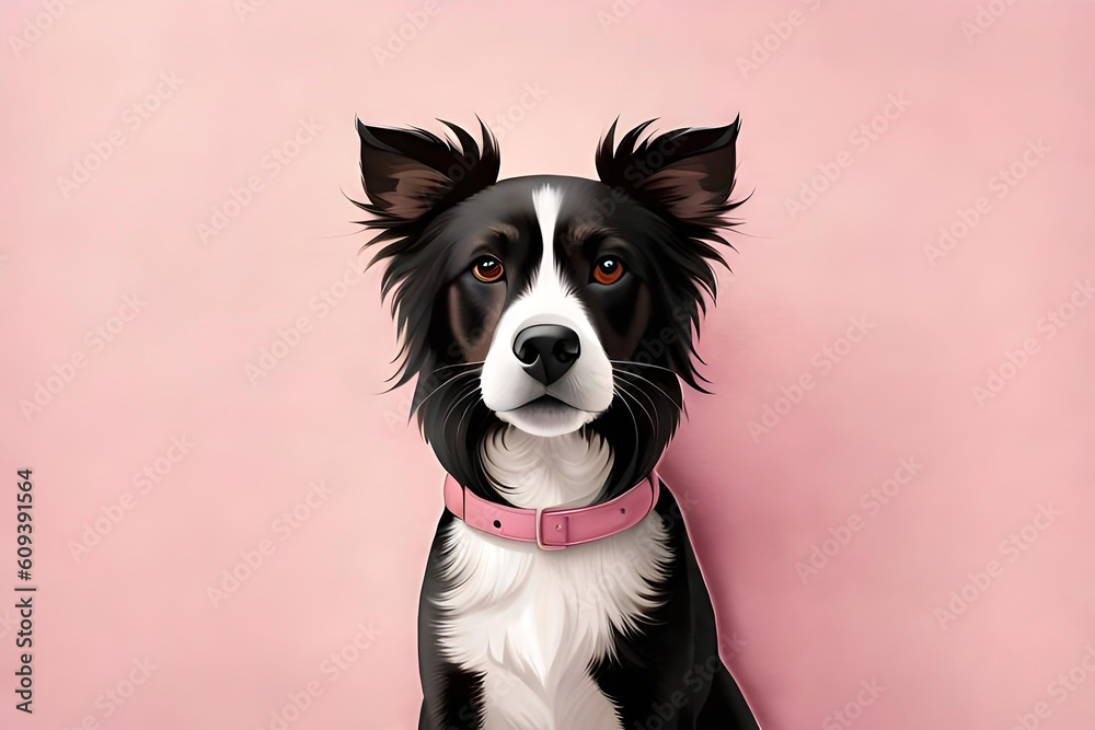  lovable dog, soft pink background