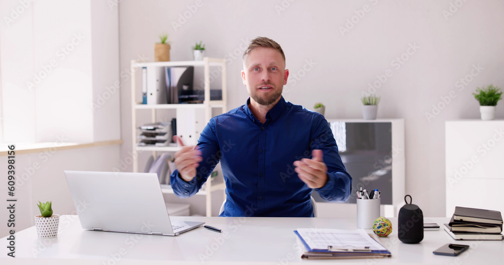 Confident Senior Man Video Conference Chat Confident Senior Man Video Conference Chat