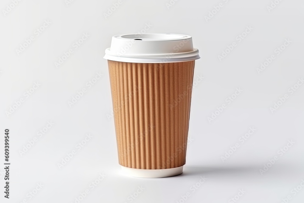 Coffee cup mockup on white background. Created with Generative AI tools Coffee cup mockup on white background. Created with Generative AI tools