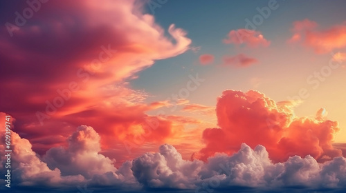 Light soft panorama sunset sky background. Generative ai. © Fatih