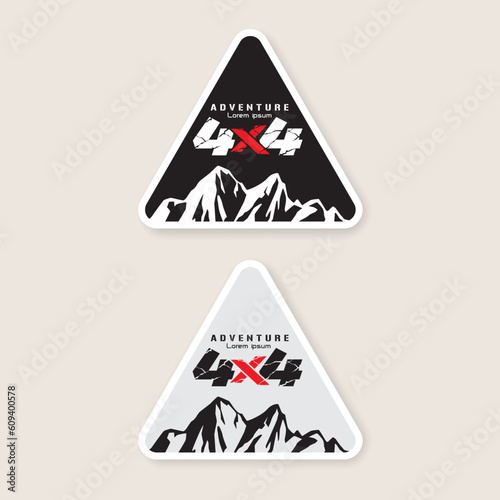4x4 car stickers template. Mountain adventure outdoor badge logo Vector