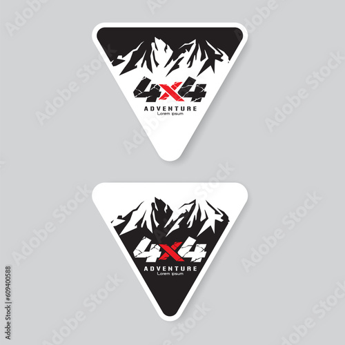 4x4 car stickers template. Mountain adventure outdoor badge logo Vector_20230603
