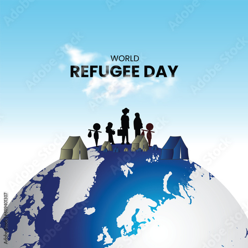 World Refugee Day. Refugee day social media creative, banner, poster, postcard etc.