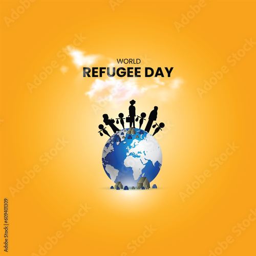 World Refugee Day. Refugee day social media creative, banner, poster, postcard etc.