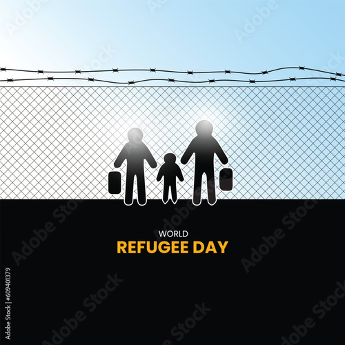 World Refugee Day. Refugee day social media creative, banner, poster, postcard etc.