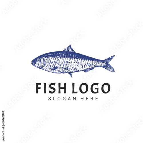 Sardines Fish Logo Vintage Design Template
