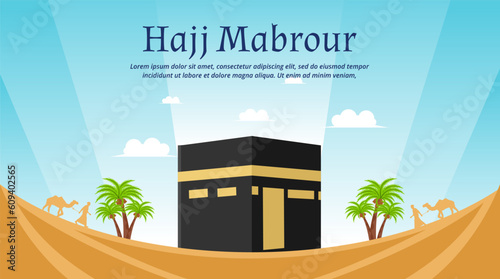 hajj mabrour template banner design with Kaaba vector artwork design