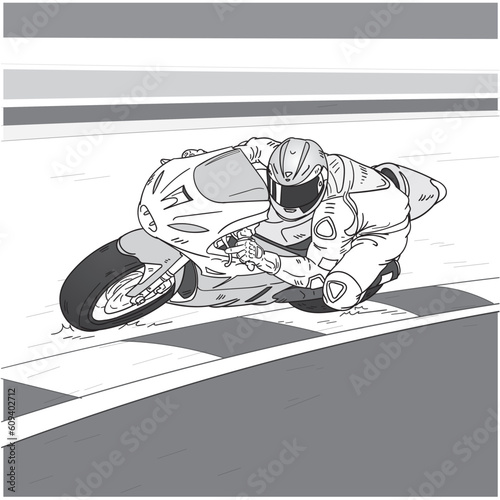 Moto bike racing track vector draw cartoon