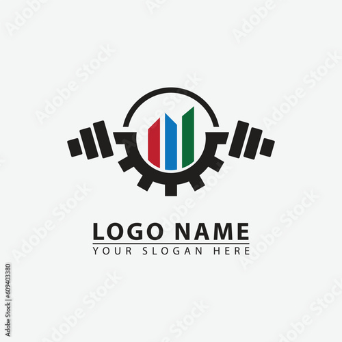 modern building fitness industry logo icon.