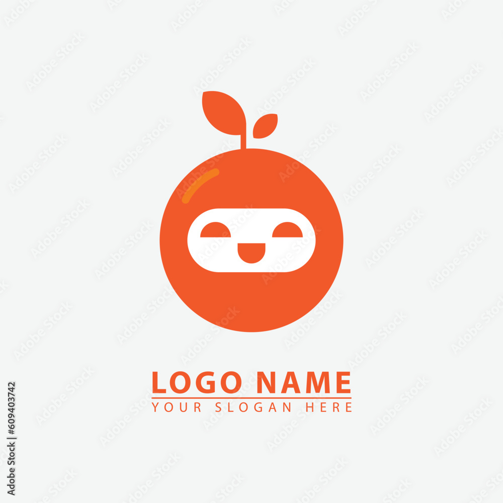Obraz premium modern robot orange logo icon.