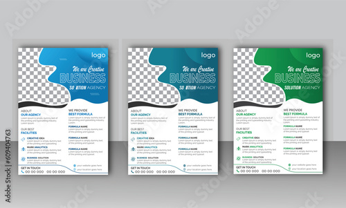 a bundle of 3 templates of different colors a4 flyer template, modern and colorful business flyer template, abstract business flyer and creative design.
