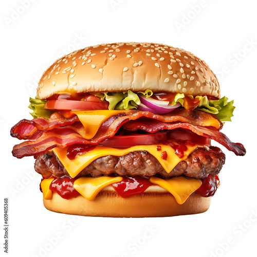 Bacon_Cheeseburger burger  no background transpatent png 