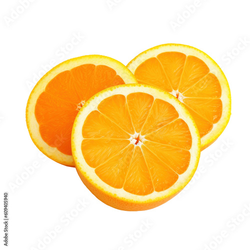 Sliced orange fruit isolated on transparent background, created with generative AI