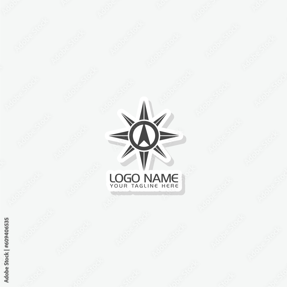 Compass Navigation Logo Template Sticker icon Compass Navigation Logo Template Sticker icon