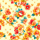 Explore a Seamless Pattern of Blooming Flowers AI-generated