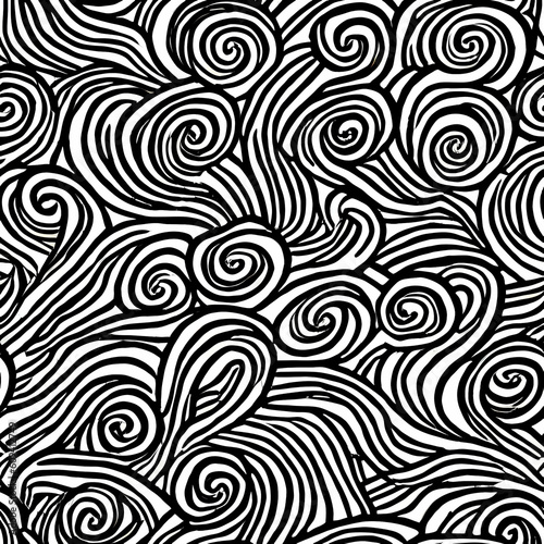 Whimsical Waves: Ride the Playful Tide of a Doodles Seamless Pattern AI-generated
