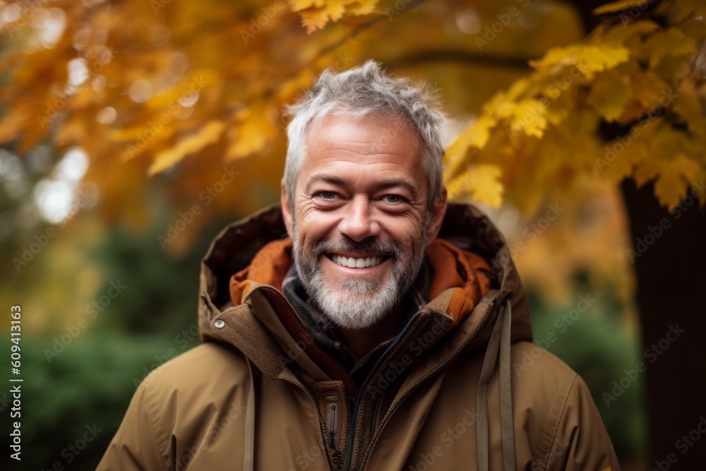 Portrait of a smiling senior man in autumn park. Looking at camera. Portrait of a smiling senior man in autumn park. Looking at camera.