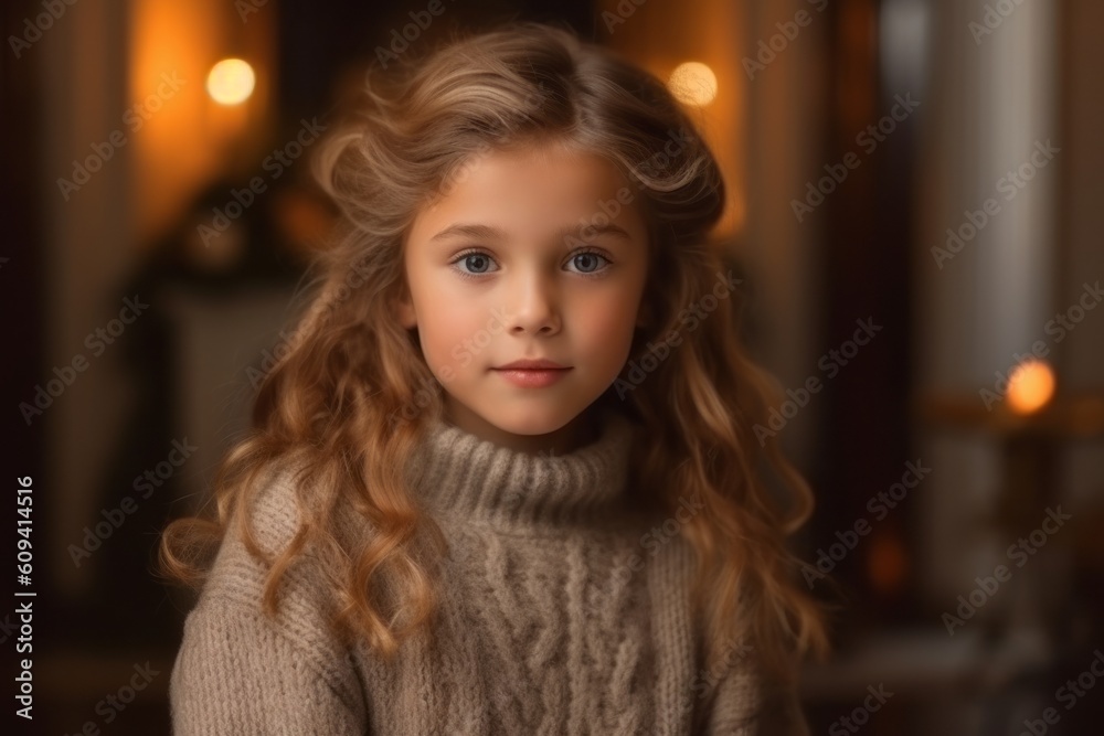 portrait of a little girl with blond hair in a warm sweater portrait of a little girl with blond hair in a warm sweater