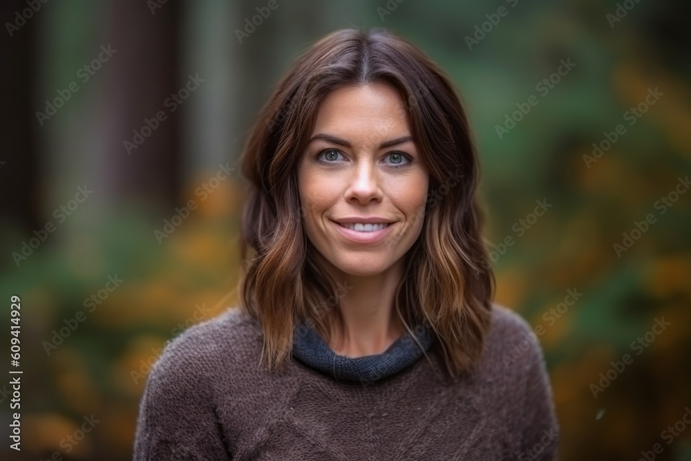 Portrait of a beautiful young woman in the autumn forest. Selective focus. Portrait of a beautiful young woman in the autumn forest. Selective focus.