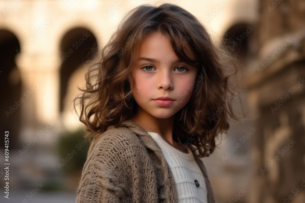 portrait of a beautiful little girl in the streets of Rome, Italy portrait of a beautiful little girl in the streets of Rome, Italy