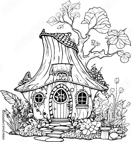 Fairy Home Line Art