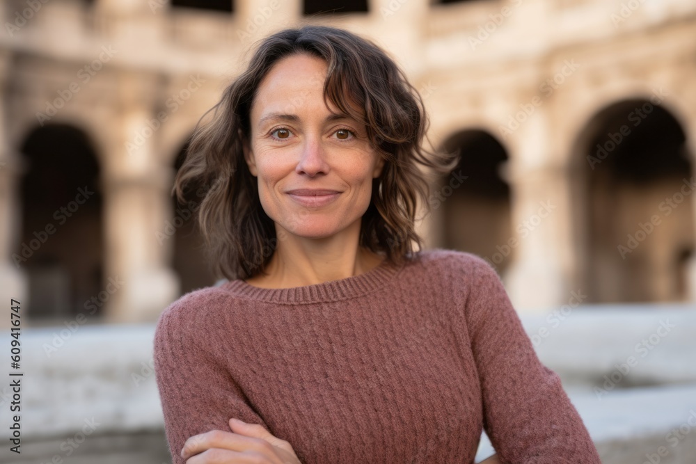 Portrait of smiling woman in front of Colosseum in Rome Portrait of smiling woman in front of Colosseum in Rome