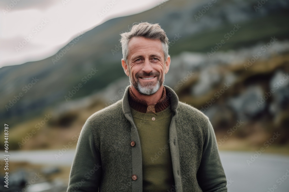 Portrait of a smiling senior man standing outdoors in the countryside. Portrait of a smiling senior man standing outdoors in the countryside.