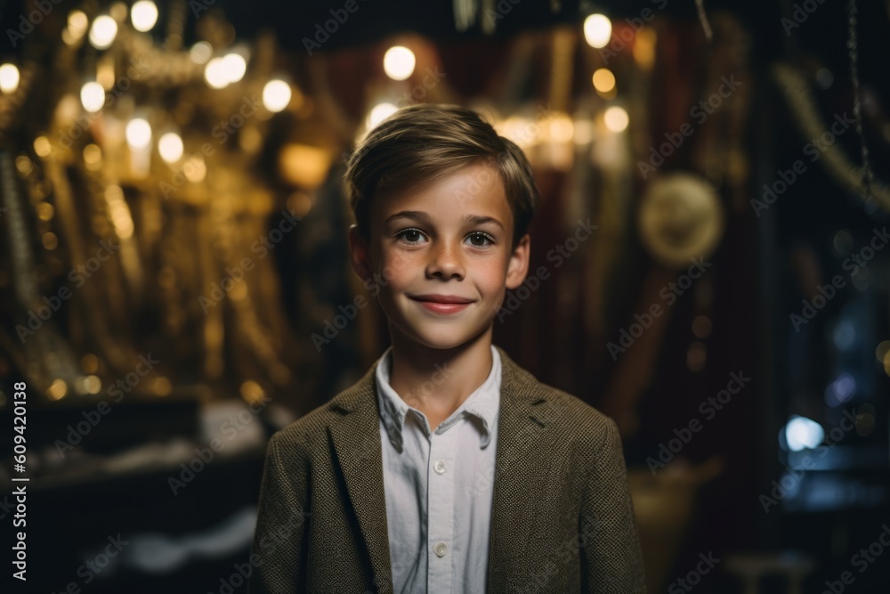 Portrait of smiling boy in coat looking at camera at christmas market Portrait of smiling boy in coat looking at camera at christmas market