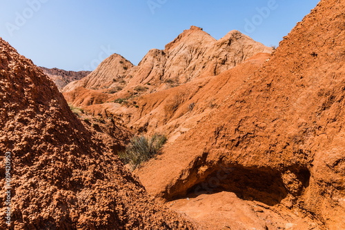 Skazka (Fairytale) Canyon - the most unusual and picturesque gorge on the southern shore of Issyk-Kul, the main attraction in the vicinity of the lake, Kyrgyzstan