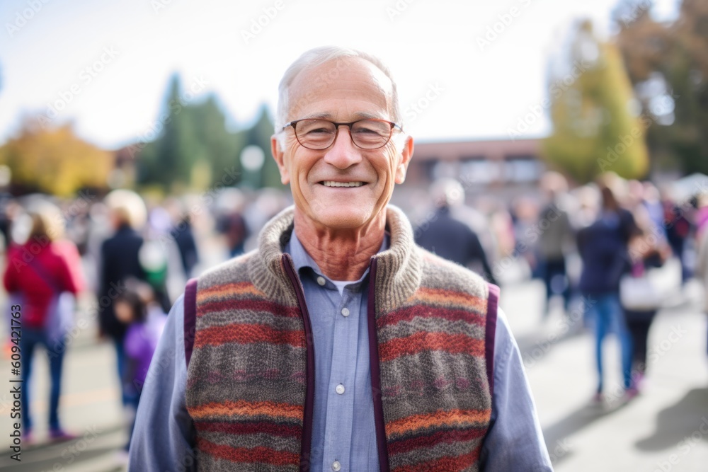 Portrait of senior man with eyeglasses standing in the street Portrait of senior man with eyeglasses standing in the street
