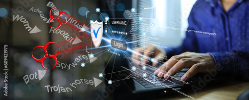 Billede på lærred Cyber security and protection data from virus and other spyware