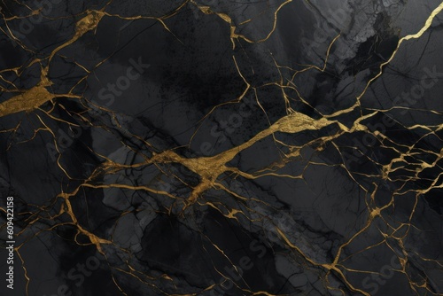 abstract background, black marble with golden veins, fake painted artificial stone texture, marbled wallpaper, digital marbling illustration, Generative AI