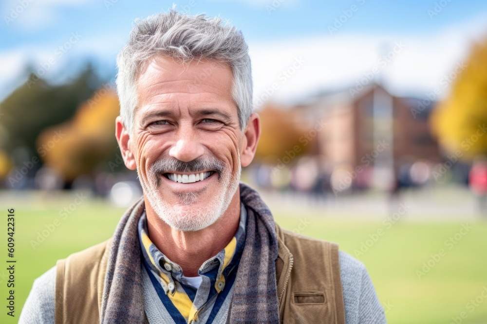 Portrait of happy senior man smiling at the camera in a park Portrait of happy senior man smiling at the camera in a park