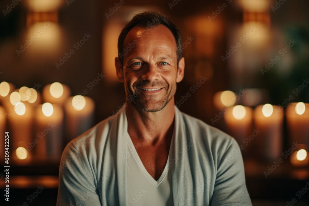 Portrait of a smiling mature man looking at camera in a restaurant Portrait of a smiling mature man looking at camera in a restaurant