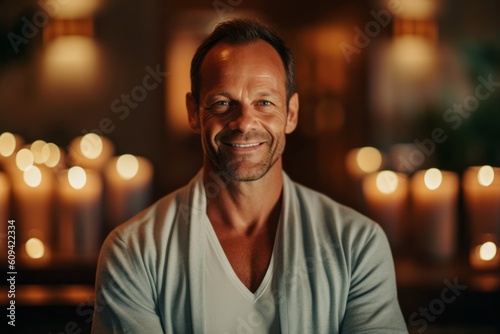 Portrait of a smiling mature man looking at camera in a restaurant