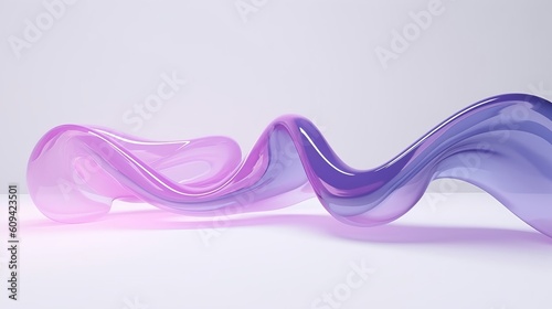 3d render, modern minimal wallpaper with wavy violet glass element isolated on white background, Generative AI