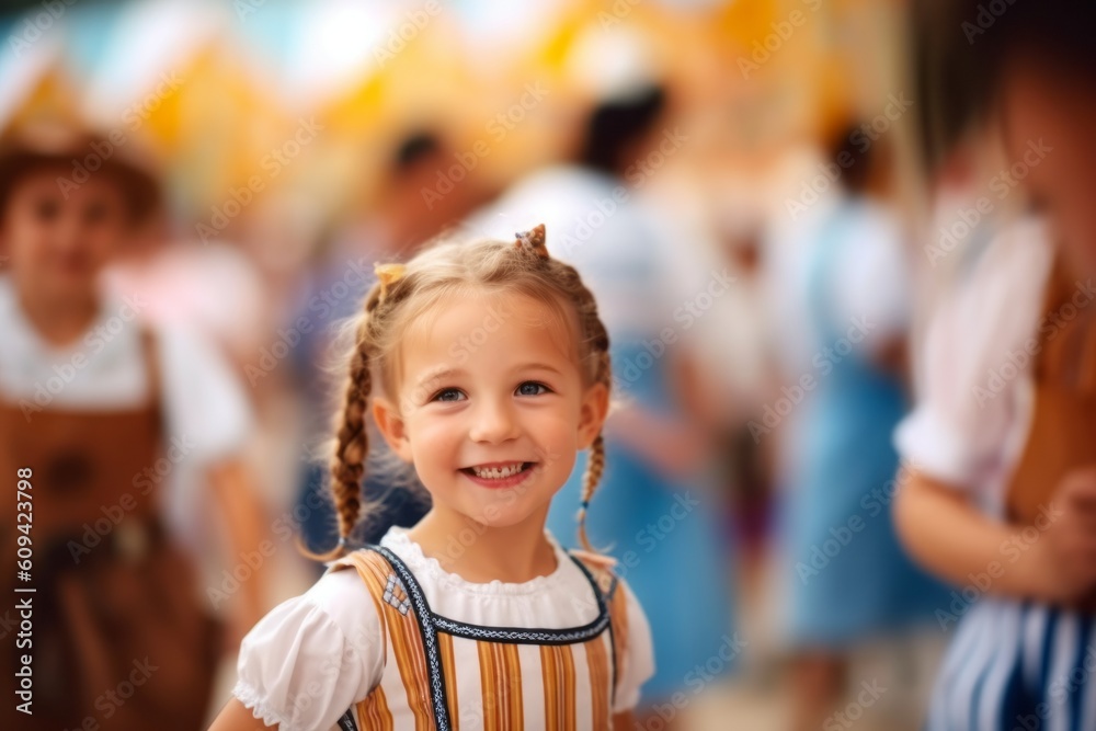 Portrait of a smiling little girl in a traditional Bavarian costume. Portrait of a smiling little girl in a traditional Bavarian costume.