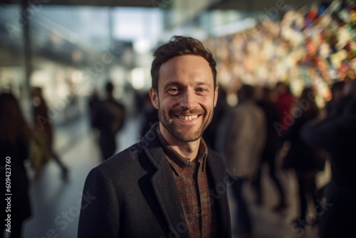 Portrait of a handsome man in the shopping center. Shallow depth of field.