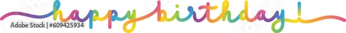HAPPY BIRTHDAY! monoline calligraphy banner with colorful gradient