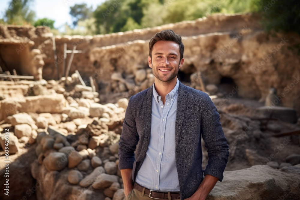 Portrait of a handsome young man standing with hands in pockets on a sunny day Portrait of a handsome young man standing with hands in pockets on a sunny day