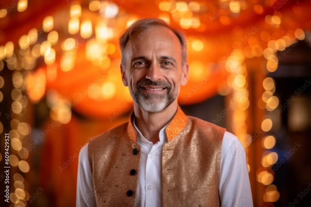 Portrait of a handsome mature man in a traditional costume in a restaurant Portrait of a handsome mature man in a traditional costume in a restaurant