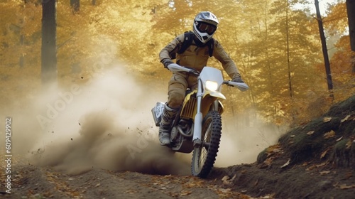 Dust and Dirt extracted Dual Sport Bike rider. AI Generative