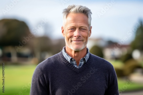 Portrait of a senior man smiling at the camera in a park