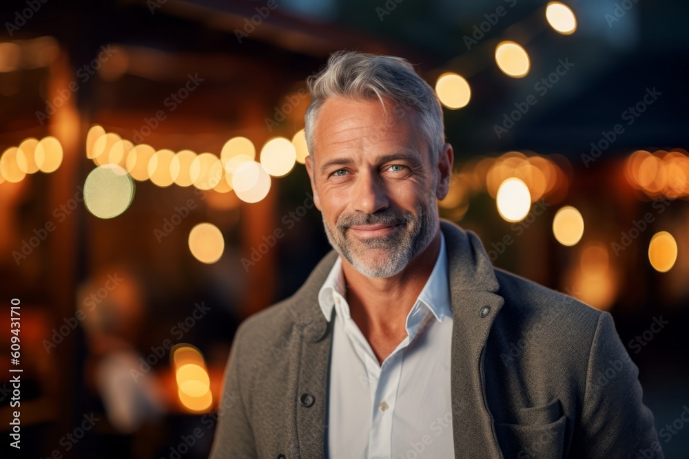 Portrait of a handsome mature man with grey hair wearing a jacket Portrait of a handsome mature man with grey hair wearing a jacket
