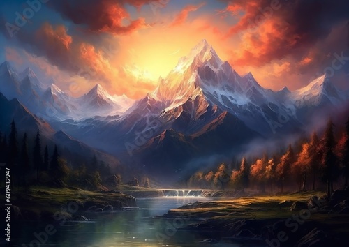 sunrise over the mountains created with Generative AI Technology © Oliver
